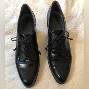 Stuart Weitzman Black Patent Leather Oxfords